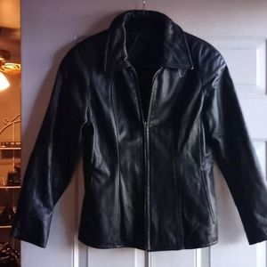 Used Women black leather jacket